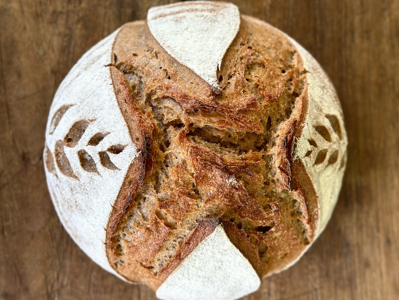 Fresh organic sourdough bread
